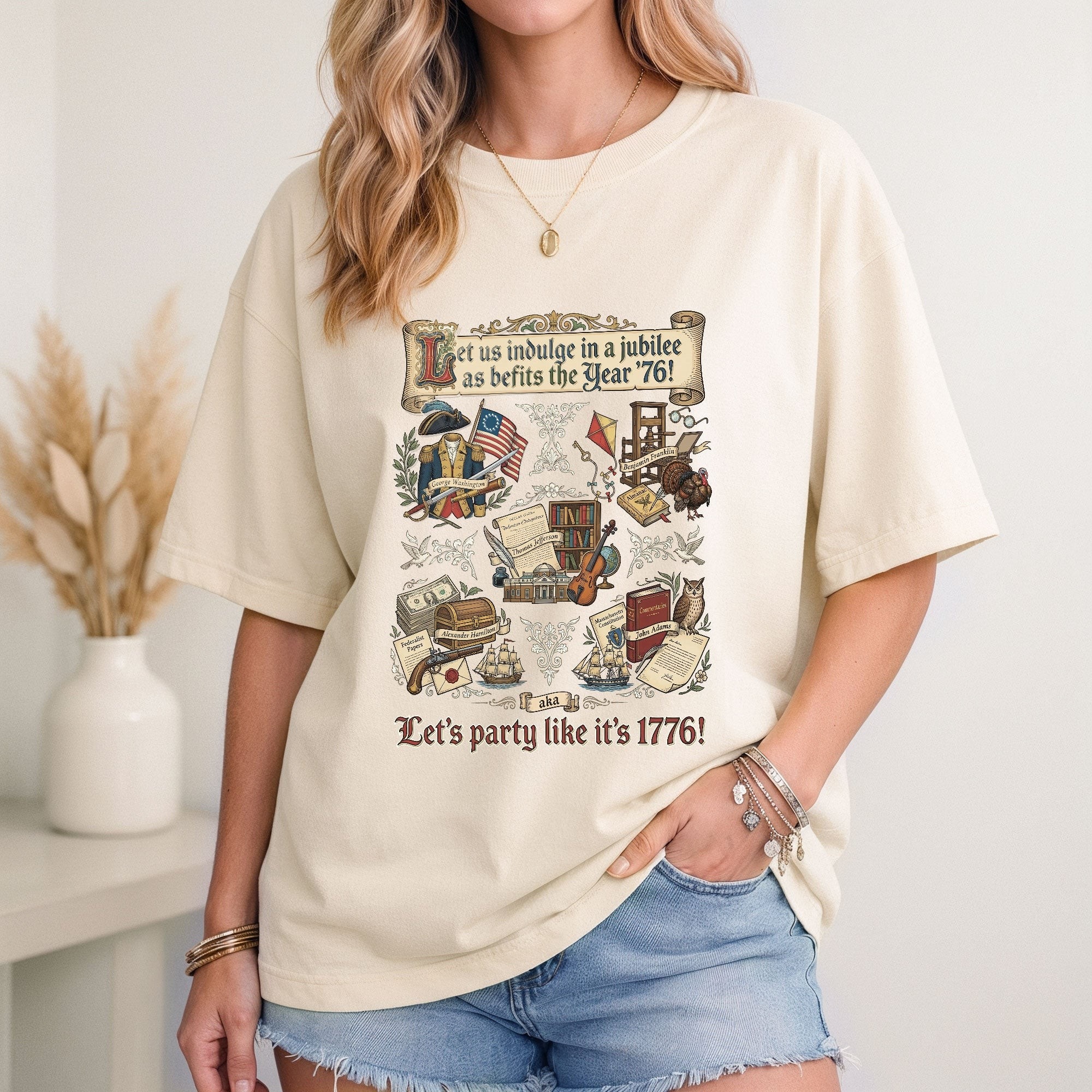 Vintage 1776 Patriotic Shirt American Heritage Collage Soft Aesthetic