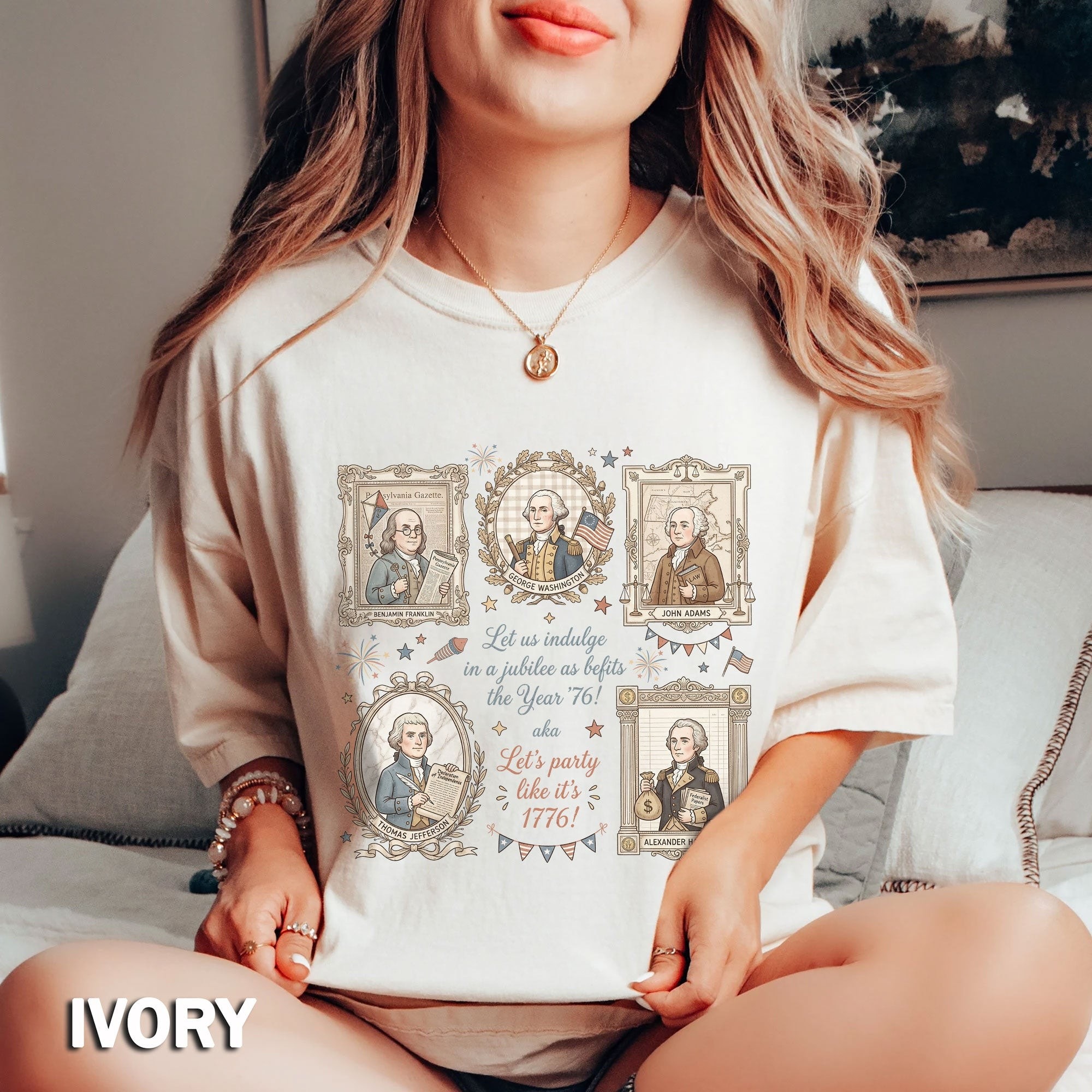Funny Founding Fathers Portrait Shirt Let’s Party Like It’s 1776 Patriotic Vintage USA